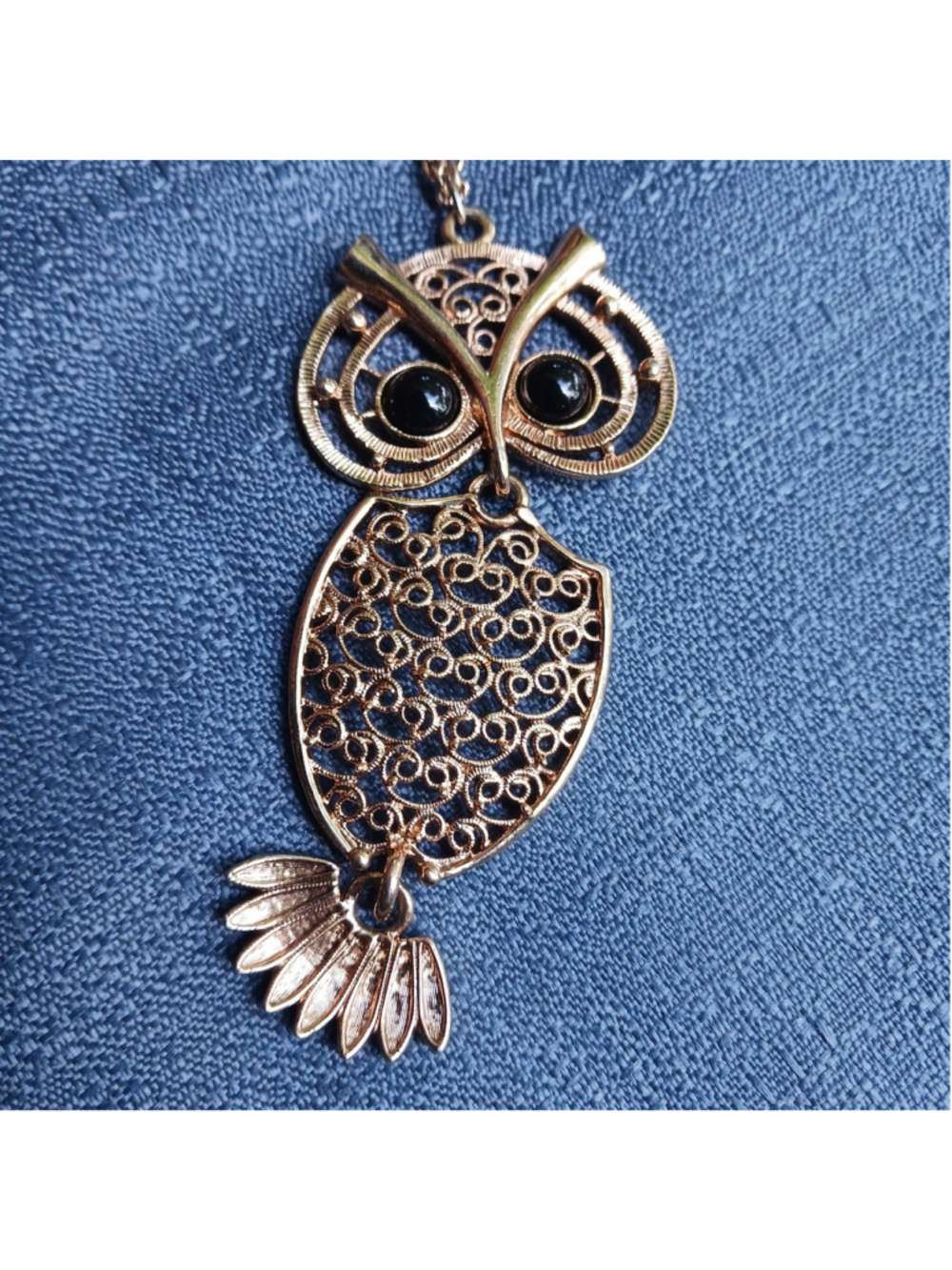 VTG Sarah Coventry Night Owl Pendant Goldtone Dangle Cottagecore Hippie